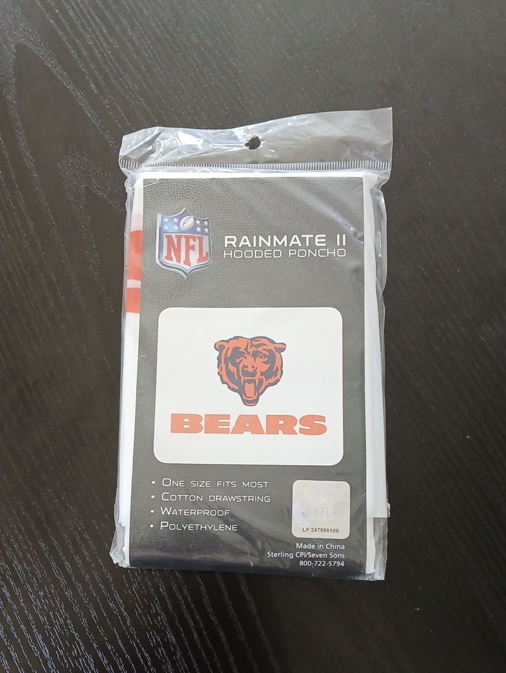 NFL Chicago Bears Black and Orange Rainmate II Hooded Poncho